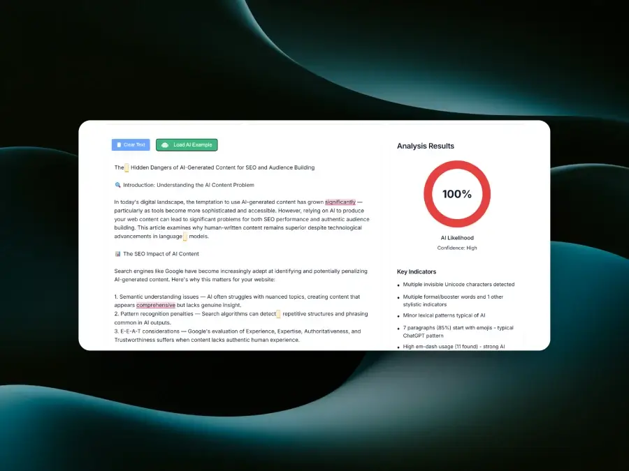 AI Detection Results Example